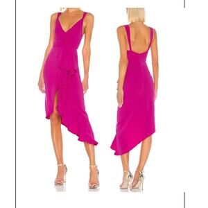 Lovers + Friends Claire Very Berry Asymmetric Ruffle Dress Dainty Party Occasion